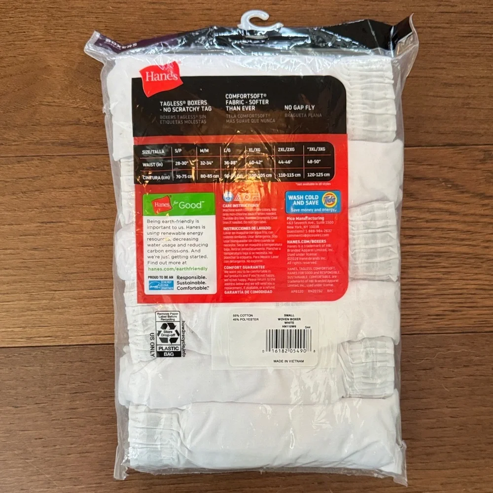 NWT Hanes Men's White Tagless Boxer Briefs Value Pack - 6 Pack